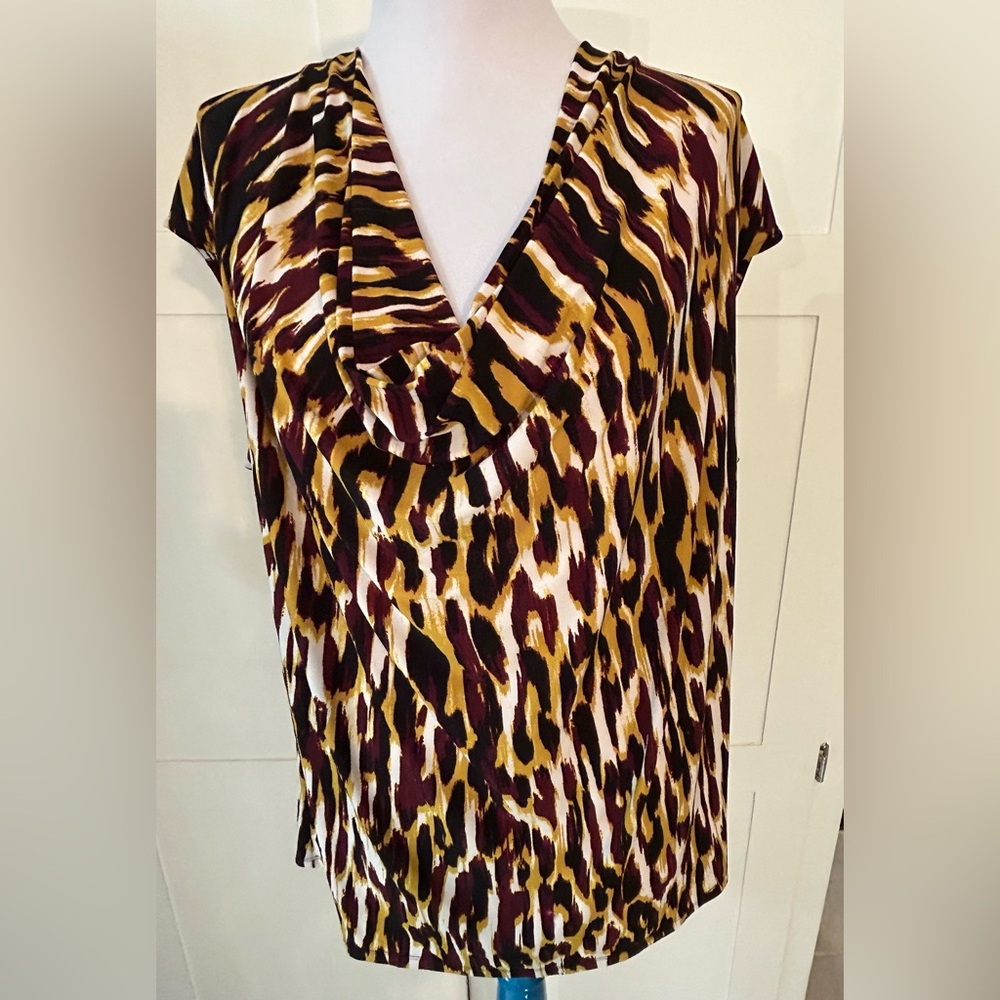 Kasper Drape Neck Sleeveless Shell 1X